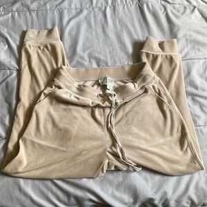 Anthropologie cream velour joggers